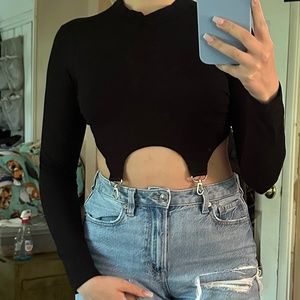 Black Long Sleeve with Clips for Jeans